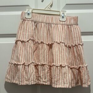 abercrombie kids coral and cream Striped Tiered Skirt